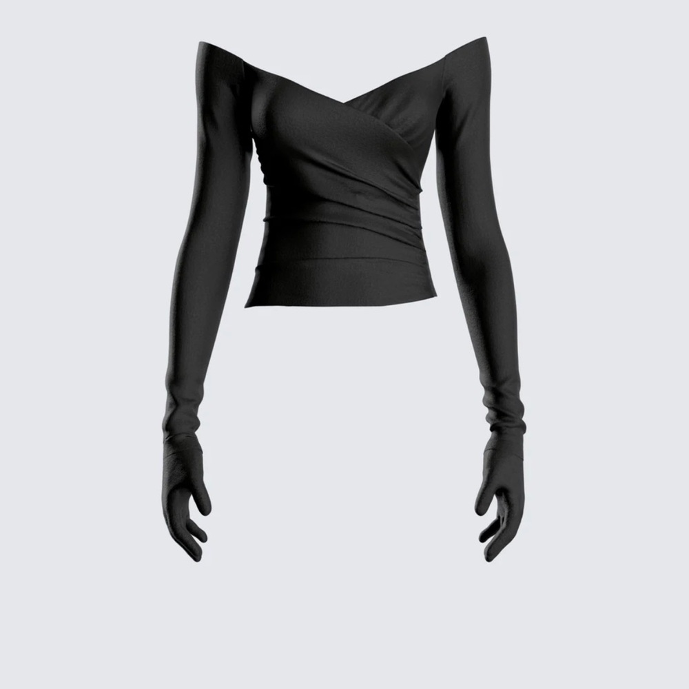 Sexy black Cold shoulder top with matching gloves size small NEW